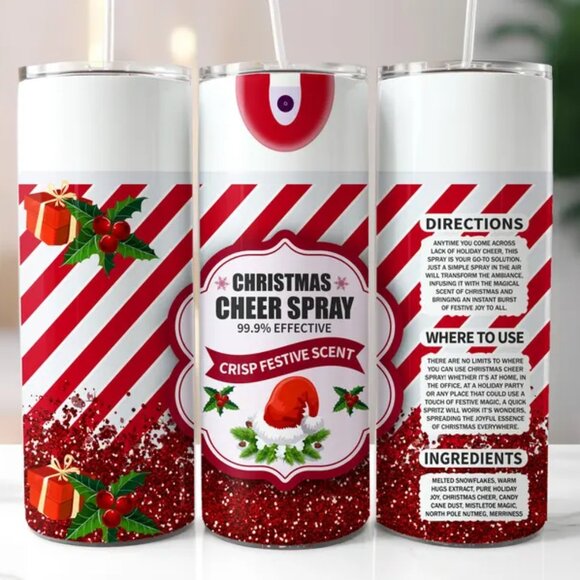 Sarcastic Christmas 20oz Tumbler, Cheer Spray Travel Mug - Picture 1 of 4